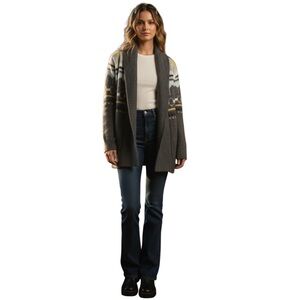 Gap Women’s Cardigan Size L Fair Isle Shawl Collar Wool  Chunky Knit Cozy Cabin